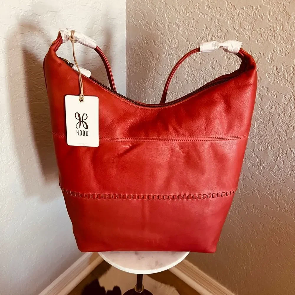 Hobo Entrine Whipstitch Leather Shoulder Tote Bag, Leather, Orange (Ginger) NWT - Picture 16 of 16